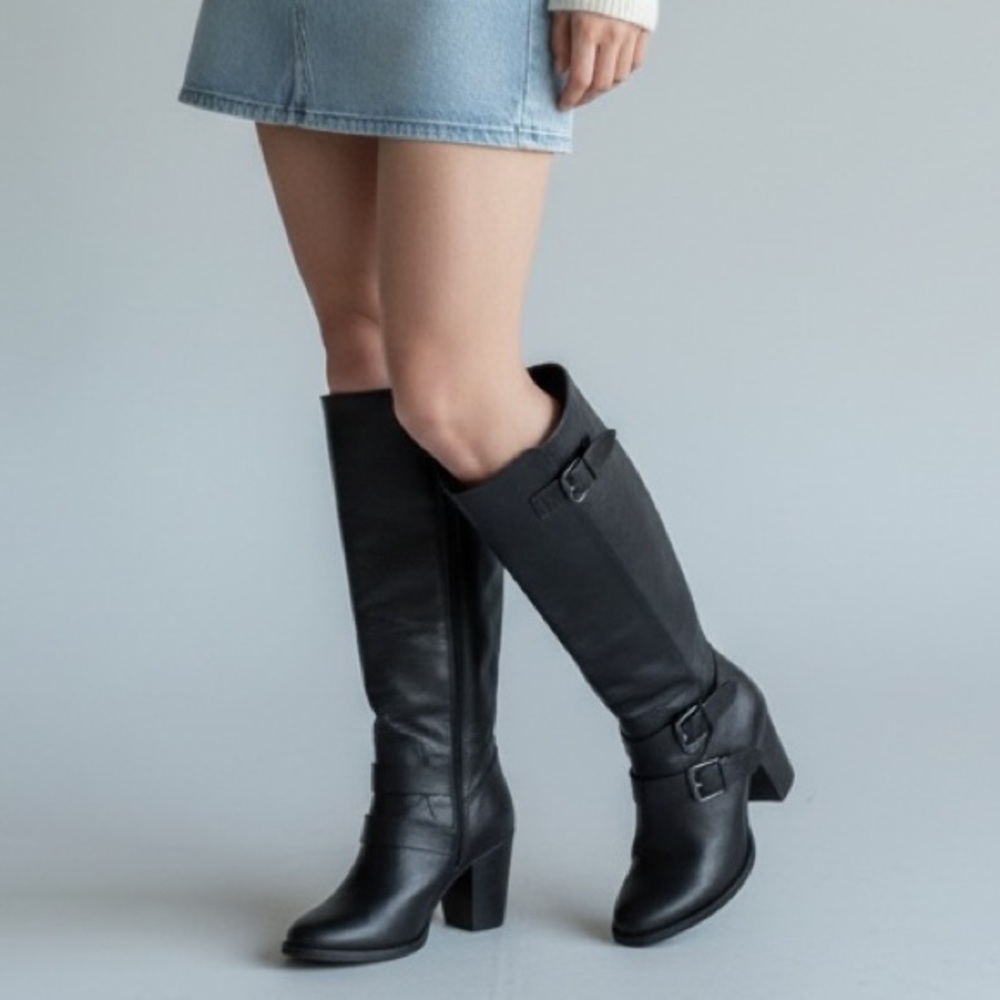 JustFab | Ramonia Heeled Knee High Boots Black